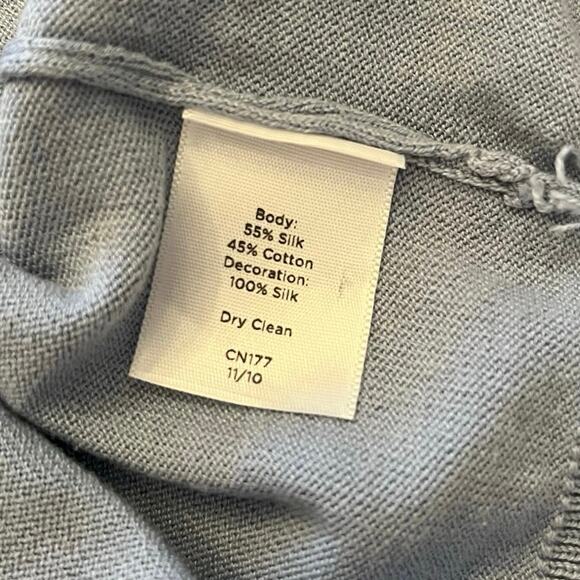 Talbots Cardigan Womens M Silk Blend Fringe Trim Pastel Blue Coquette Office - Picture 9 of 11